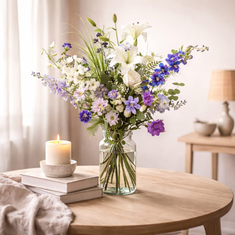 Wild Flowers - Zijden boeket - Zijden bloemen boeket - Boeket wilde bloemen - Groot Zijden boeket - Veldboeket - L